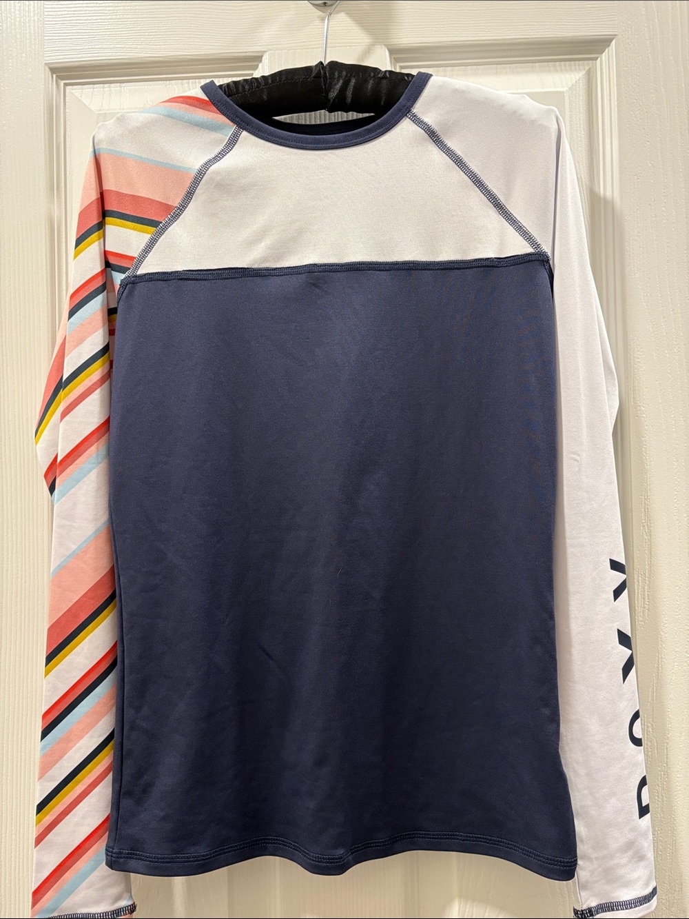 Roxy Navy, White & Multicolor Stripe Long-Sleeve Rash Guard